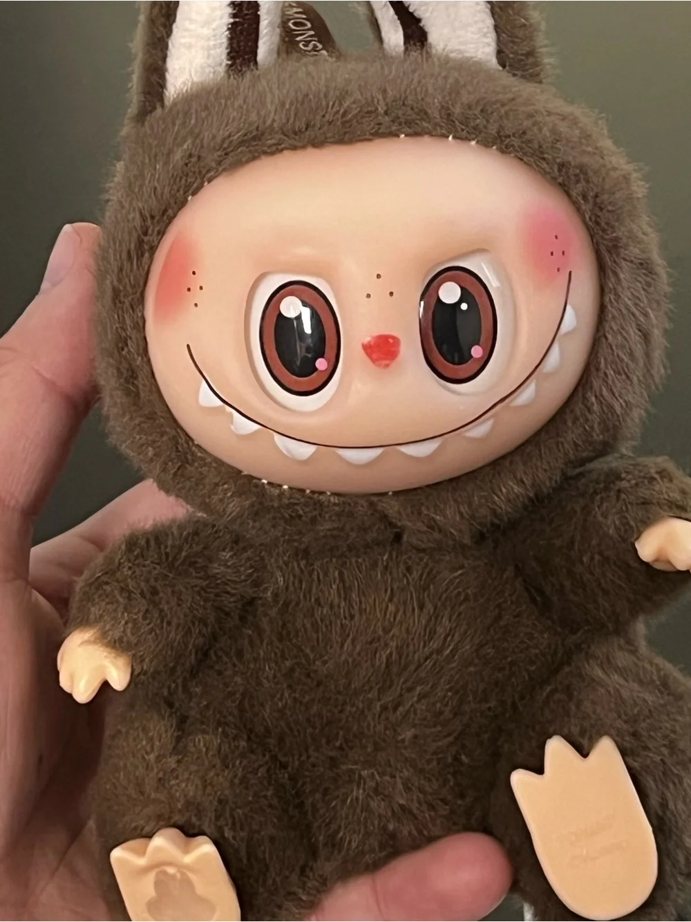 POP MART THE MONSTERS Brown Plush Vinyl Keychain Labubu Style Figure Used